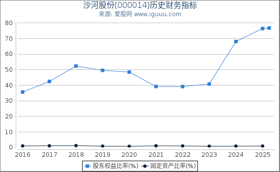 沙河股份(000014)股东权益比率、固定资产比率等历史财务指标图
