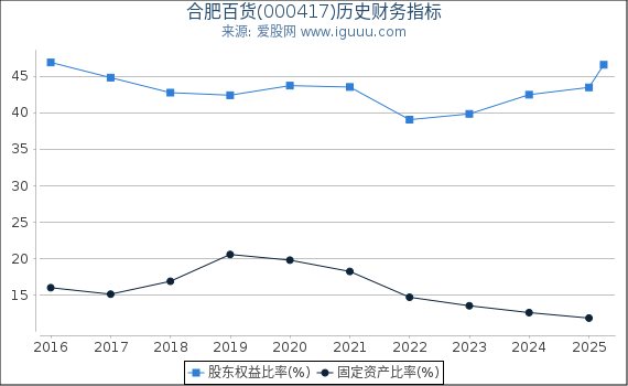 合肥百货(000417)股东权益比率、固定资产比率等历史财务指标图