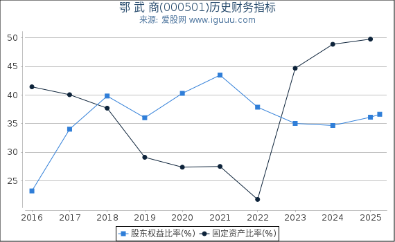 鄂 武 商(000501)股东权益比率、固定资产比率等历史财务指标图