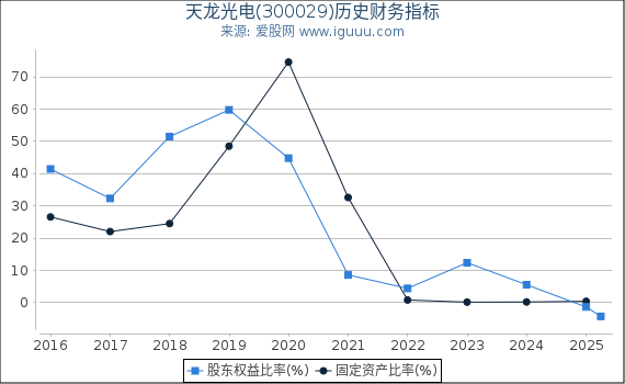 天龙光电(300029)股东权益比率、固定资产比率等历史财务指标图