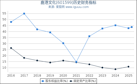 鹿港文化(601599)股东权益比率、固定资产比率等历史财务指标图