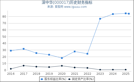 深中华(000017)股东权益比率、固定资产比率等历史财务指标图