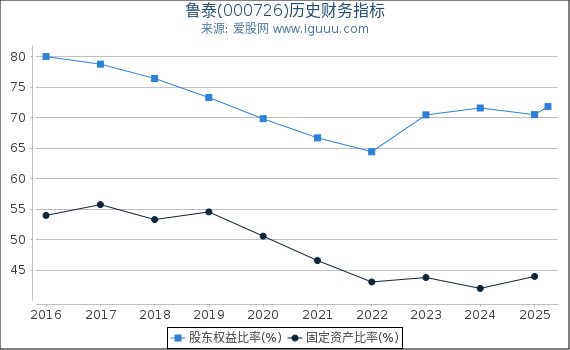 鲁泰(000726)股东权益比率、固定资产比率等历史财务指标图