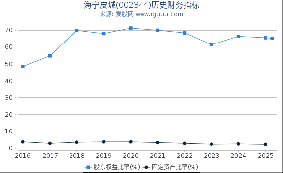 海宁皮城(002344)股东权益比率、固定资产比率等历史财务指标图