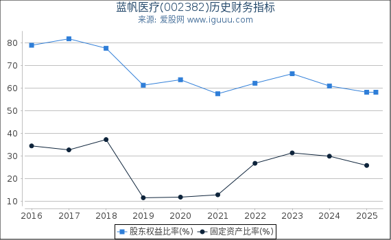 蓝帆医疗(002382)股东权益比率、固定资产比率等历史财务指标图